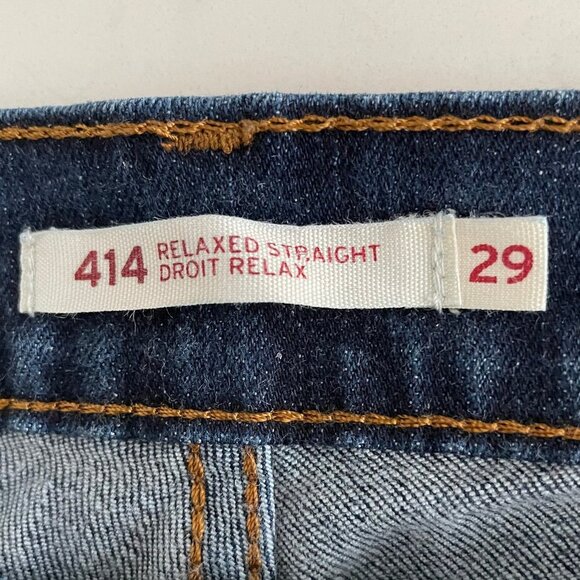 Levi's Casual 414 Relaxed Straight Leg 5 Pocket Dk Wash Denim Jeans Blue Sz 29 - Picture 8 of 9